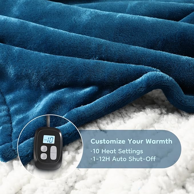 LaffyLo Electric Heated Blanket Queen Size 84 x 90, Dual Control, Fast Heating - Image 9