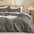 PHF Waffle Weave Duvet Cover Set Queen Size, No Snagging Ultra Soft Luxury by PHF