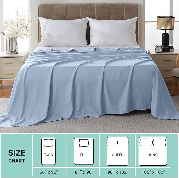 ZPECC Queen Flat Sheet Only 6 Pack, Durable Light Blue Top Bed Sheets - Image 5