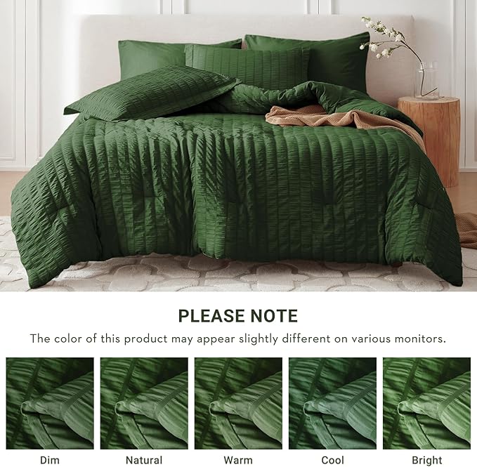 MUXHOMO 7 Pieces Full Comforter Set, Seersucker Bed in a Bag Full Size - Image 5