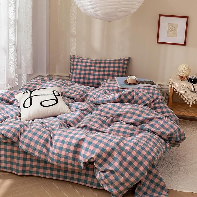 mixinni Plaid Duvet Cover Set King Purple by mixinni