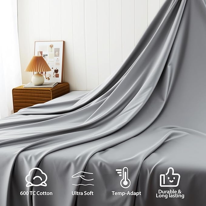 Cotton Flat Sheets Only, 600 TC 100% Cotton Flat Sheet Top Sheet Only, King - Image 4