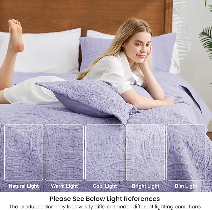 Love's cabin Quilts for Full Bed Lavender Bedspreads Bedding Set - Image 6