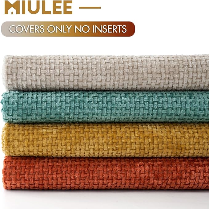 MIULEE Pack of 4 Couch Throw Pillow Covers 20x20 Inch Neutral Orange/Teal Soft - Image 6