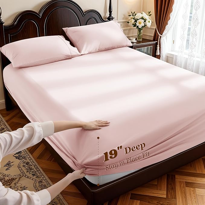 LBRO2M 100% Cotton Sheets Set Deep Pocket 19", 1000 Thread Count King Size 4 - Image 2