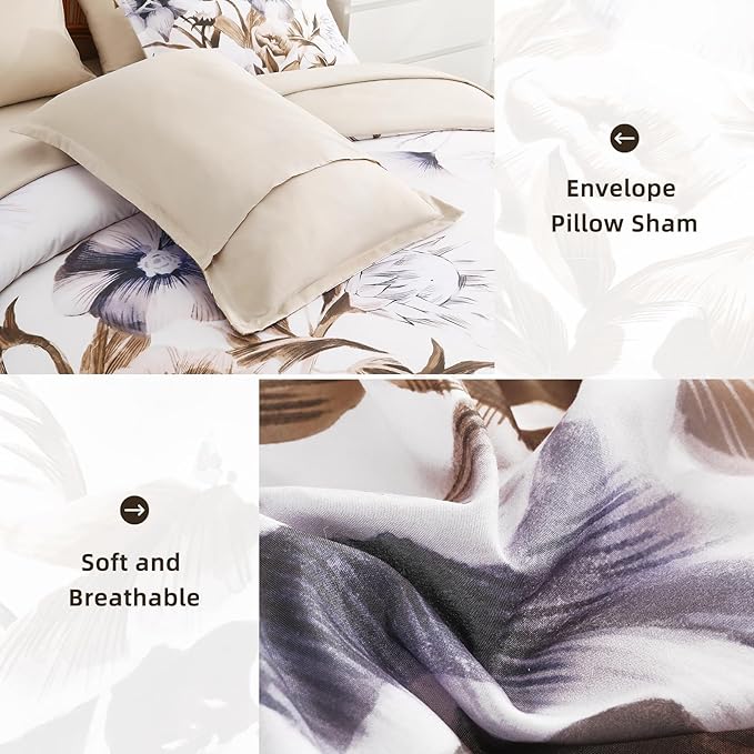 Luxudecor Floral Comforter Set King Size 7 Piece, Elegant Comforter Bedding Set - Image 5