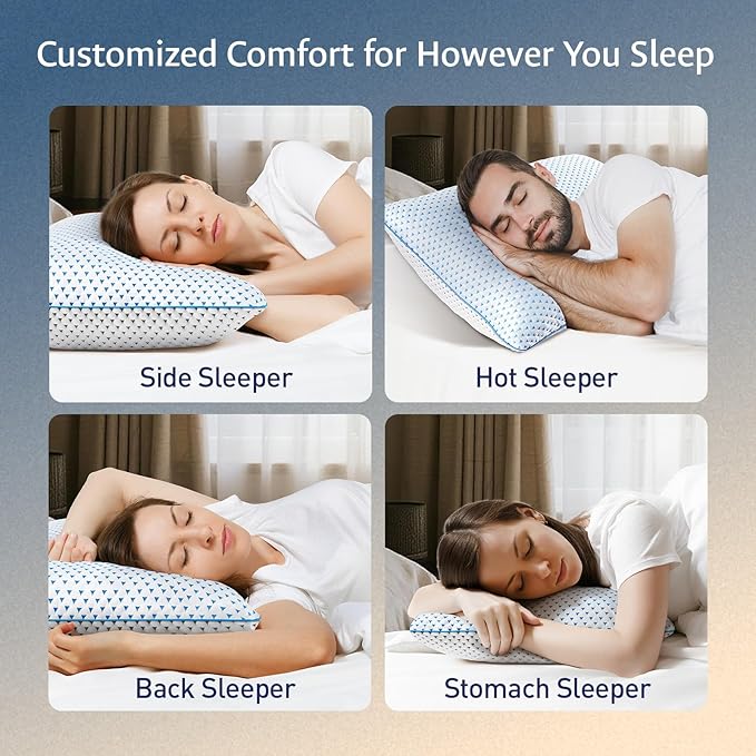 Adjustable Cooling Gel Memory Foam Pillows Queen Size - Image 5