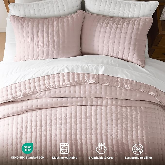 WDCOZY Pink Queen Size Quilt Bedding Sets - Image 7