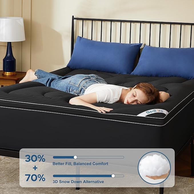 BEDLORE Full Mattress Topper, Thick Pillow Top Pad - Image 2