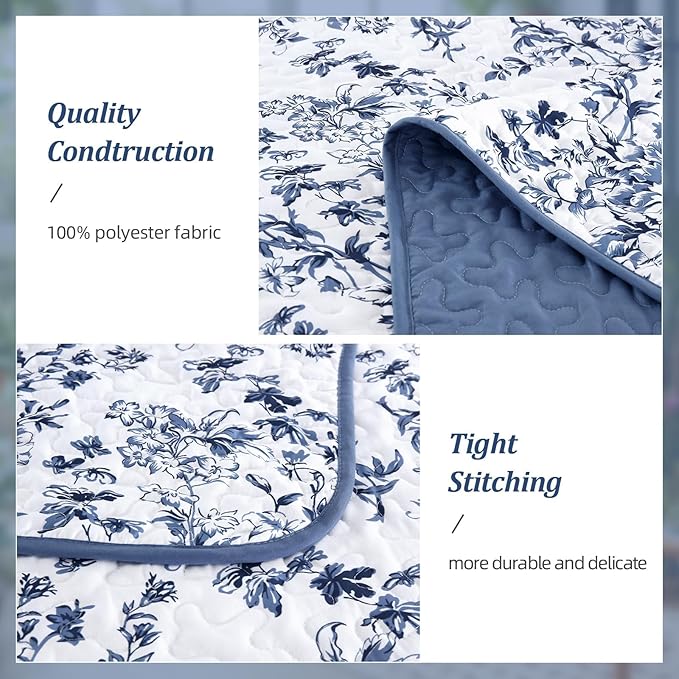 WONGS BEDDING Quilt Full Size, Botanical Quilt - Image 4