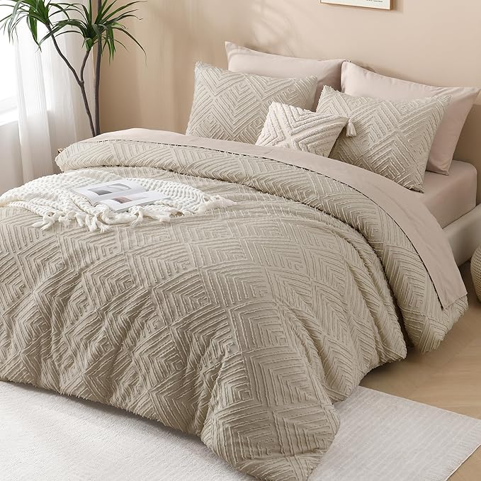 Andency Oatmeal Comforter California King Size, 3 Pieces Boho Bedding Set & - Image 6