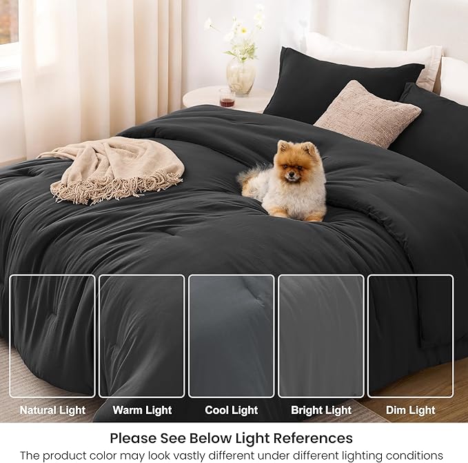 Love's cabin Black Queen Comforter Set, 3-Piece Prewashed Bed Set - Image 6