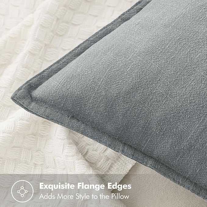MIULEE Decorative Linen Pillow Covers 20x20 Inch Gray ​Boho Farmhouse​ ​Neutral - Image 2