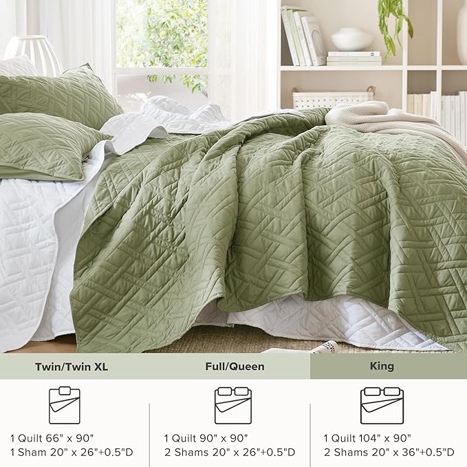 Comfort Spaces King Quilt Set Modern Reversible Diamond Coverlet King Bedding - Image 7