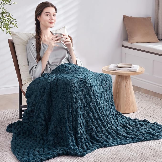 Knitted Weighted Blanket for Adult, No Beads Heavy Blanket 50” x 60'' 10lbs - Image 7