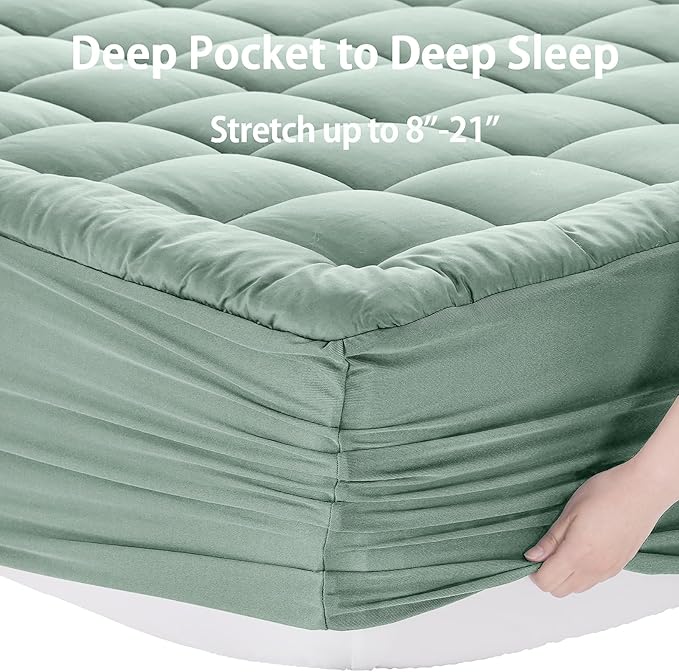 EASELAND Queen Size Mattress Pad Pillow Top Mattress Cover Quilted Fitted - Image 5
