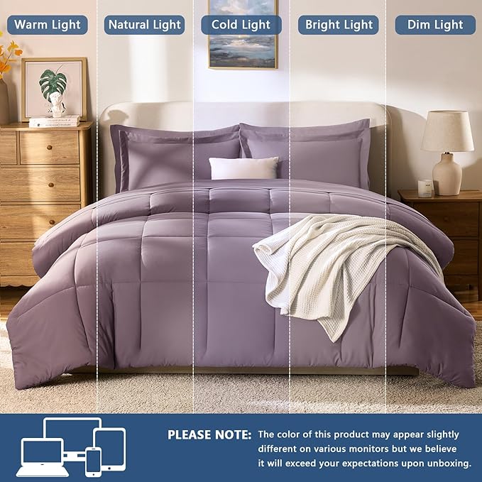 CozyLux King Size Comforter Set Dusty Purple - Image 7