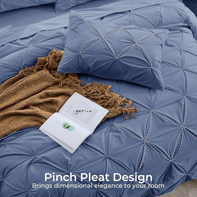 Sasttie Full Size Comforter Set, 7-Piece Bed in a Bag, Pintuck Bedding Set - Image 4