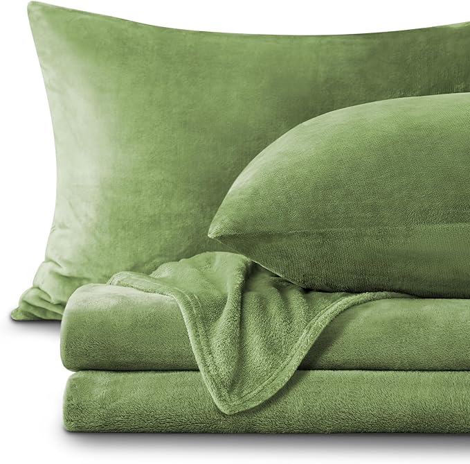 BEDELITE Flannel Sheets Twin Size Sage Green by BEDELITE