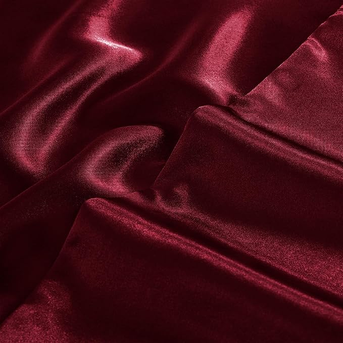 Aormenzy Satin Pillow Cases for Women Standard Size Set of 2, Burgundy Satin - Image 7