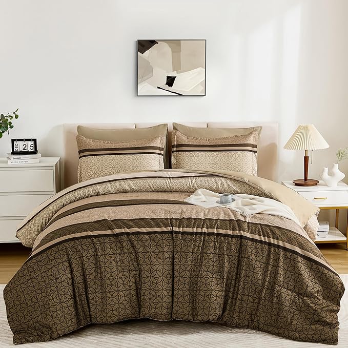 WONGS BEDDING 7 Pieces Comforter Set King Size, Minimalist Geometric Bohemian - Image 9