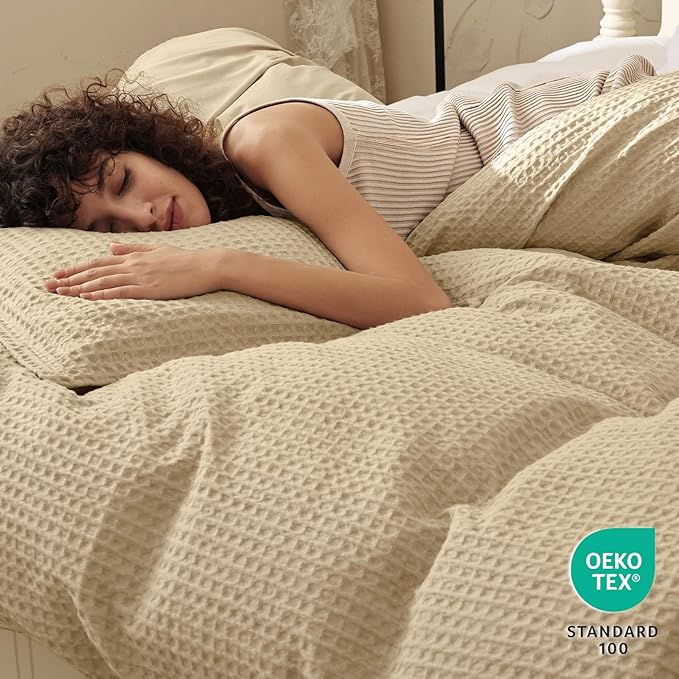 PHF Waffle Weave Duvet Cover Set King Size, No Snagging Ultra Soft Luxury - Image 2