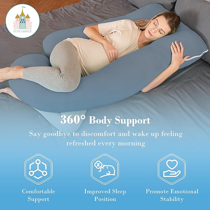 Cute Castle Cooling Cover Pregnancy Pillows, Soft U-Shape Maternity Pillow - Image 5