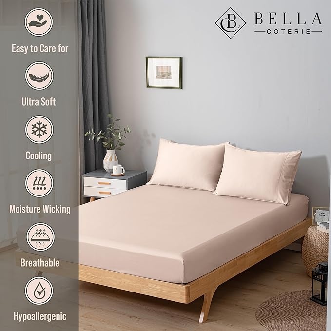 Bella Coterie Luxury Bamboo Viscose Queen Size Fitted Sheet Only | 100% - Image 2