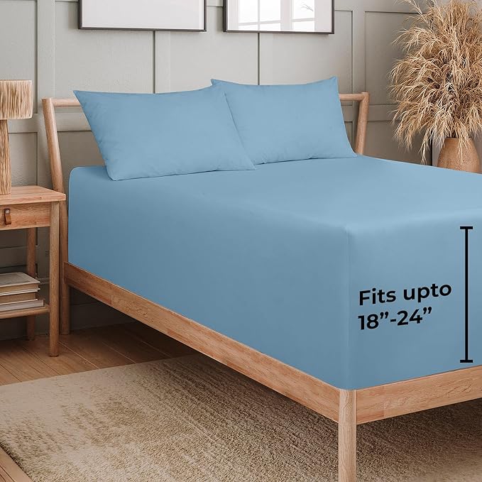 Royale Linens Extra Deep Pocket Full Fitted Sheet Only - Image 2