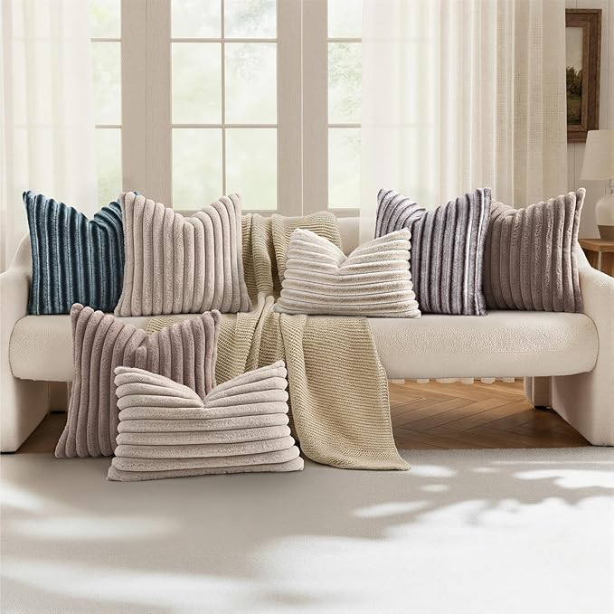 decorUhome Cozy Faux Fur Throw Pillow Covers 16x16 Set of 2 Decorative Soft - Image 5