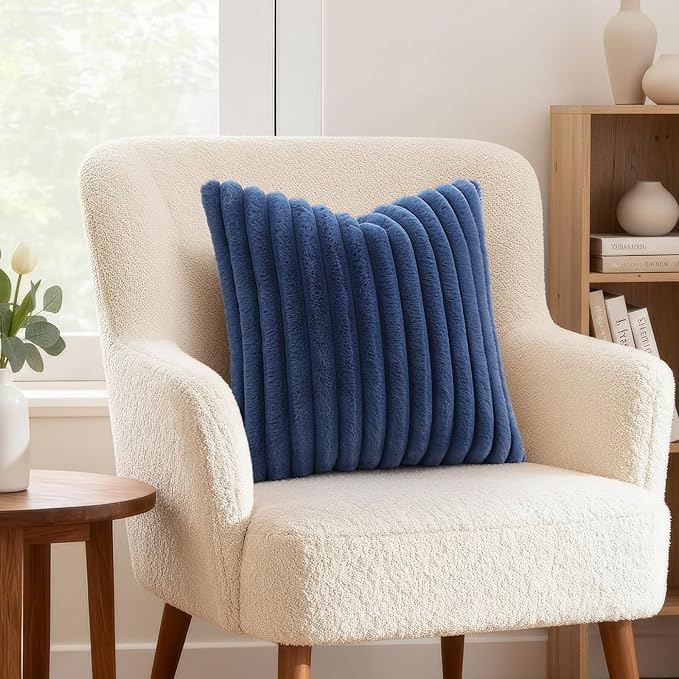decorUhome Cozy Faux Fur Throw Pillow Covers 22x22 Set of 2 Decorative Soft - Image 4