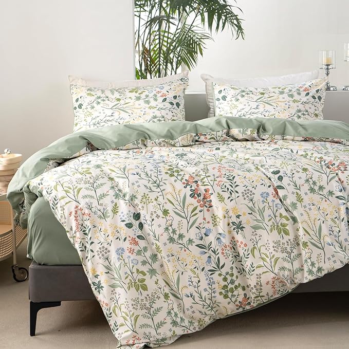 Mixinni Sage Green Floral Duvet Cover Set - Image 3