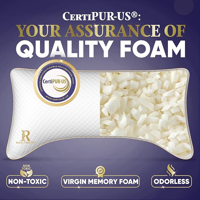 Royal Therapy King Memory Foam Pillow, Adjustable Shredded Odor-Free Pillow - Image 4