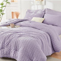 HYMOKEGE Lavender King Size Comforter Set Seersucker 7 Pieces, All Season by HYMOKEGE