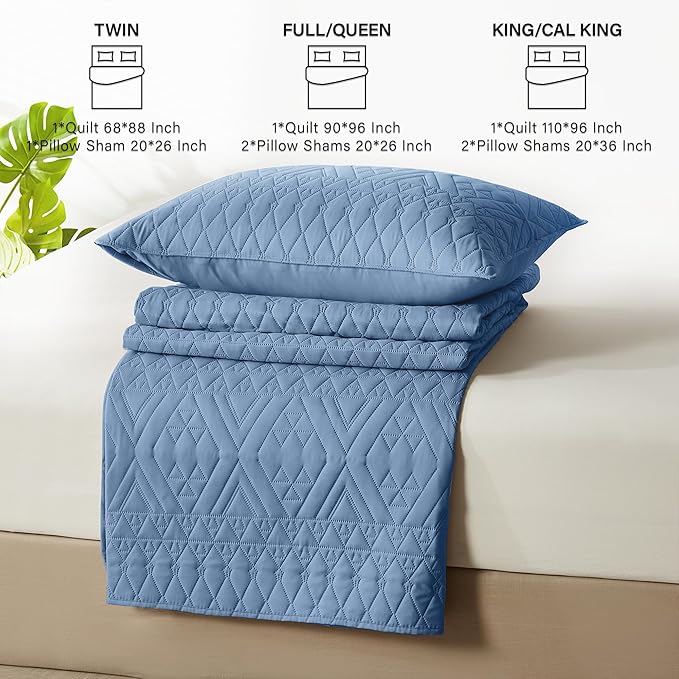 akkialla Full/Queen Quilt Set, Boho Style in a Solid Color, Bluish Grey - Image 7