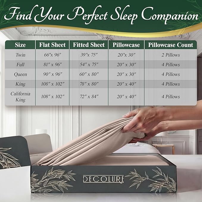 DECOLURE 100% Viscose Derived from Bamboo Sheets California King Size - Image 8