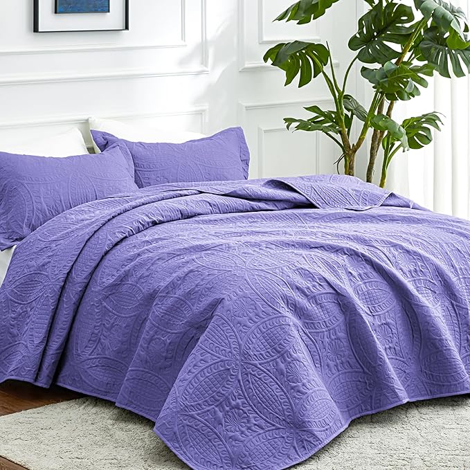 Love's cabin Twin Quilt Bedding Set Deep Purple Bedspreads - Image 2