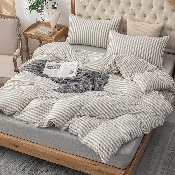 PURE ERA Jersey Knit 2pc Duvet Cover Set 100% T-Shirt Heather Cotton Super Soft - Image 5