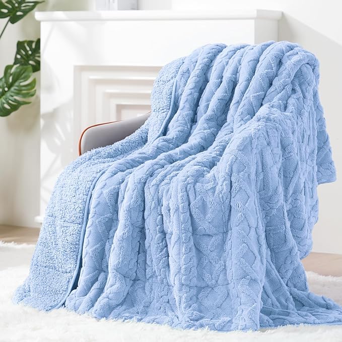 Super Fuzzy Soft Sherpa Fleece Weighted Blanket, 15 lbs Dual Sided Fluffy Heavy by EazfyPro