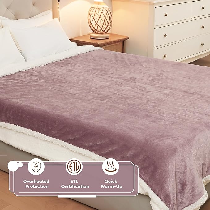 LaffyLo Heated Throw Blanket 50 x 60, Fast Heating Electric Blanket, Dual-Sided - Image 6