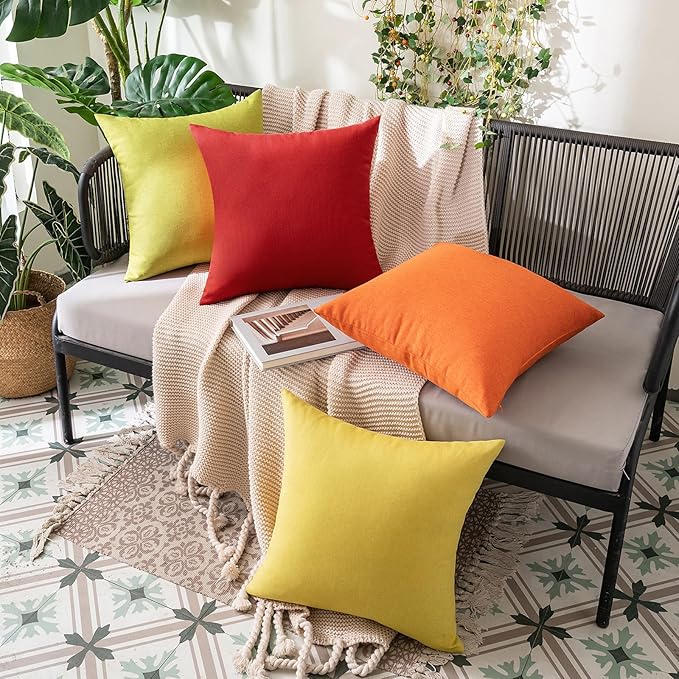 MIULEE Pack of 2 Decorative Outdoor Solid Waterproof Throw Pillow Covers Euro - Image 8