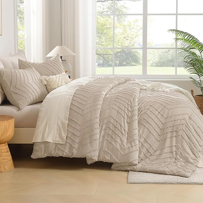 Andency Khaki Oversized Super King Plus Comforter Set 128x120, Extra Large King - Image 7