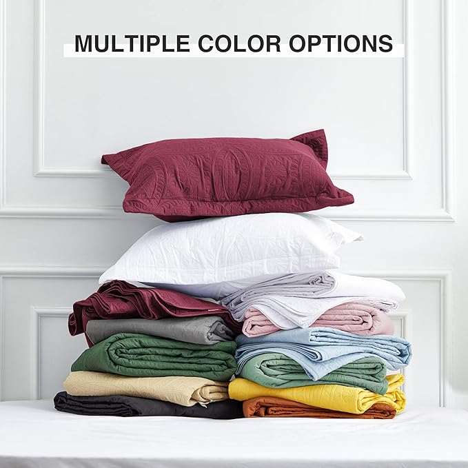Love's cabin Quilts for Full Bed Burgundy Bedspreads Bedding Set - Image 8