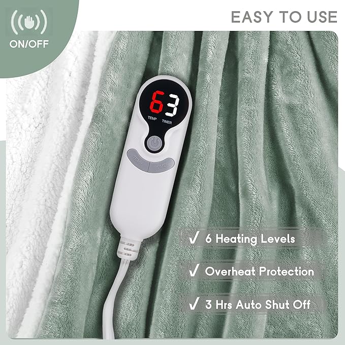 Heated Blanket Electric Throw Size 50''x60'' - Image 4