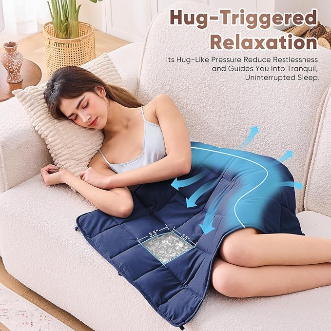 Weighted Lap Blanket for Adults 7lbs, Portable Travel Weighted Blankets - Image 3