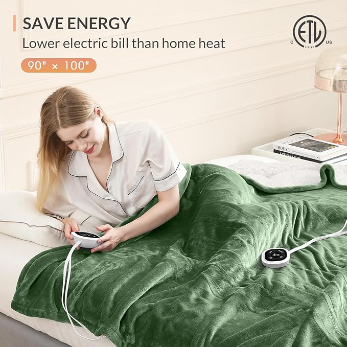 HOMLYNS LuxeHeat Heated Blanket Electric Blanket King Size, Soft Flannel Sherpa - Image 6