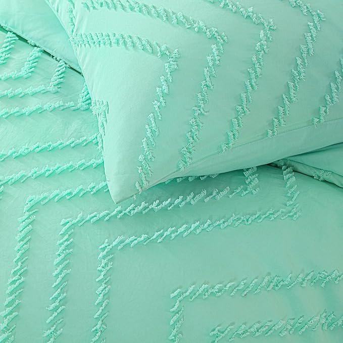 Andency Mint Green Comforter Set Full Size, Boho Soft Warm Tufted Neutral - Image 7