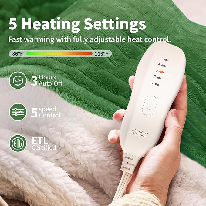 Texciting Heated Blanket Electric Blanket Throw 50”X60”-Heating Throw - Image 3