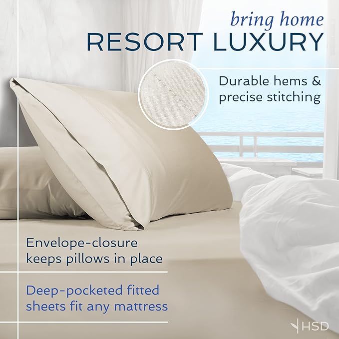Hotel Sheets Direct 4 Piece Bed Sheet Set California King, 100% Viscose Derived - Image 4