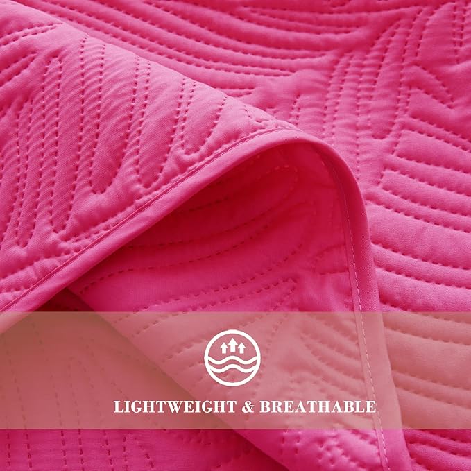 Exclusivo Mezcla California King Quilt Bedding Set, Lightweight Hot Pink Quilts - Image 5